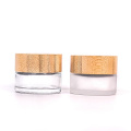 20g  Empty Refillable Clear Glass Makeup Cosmetic Cream Container with Bamboo Lids